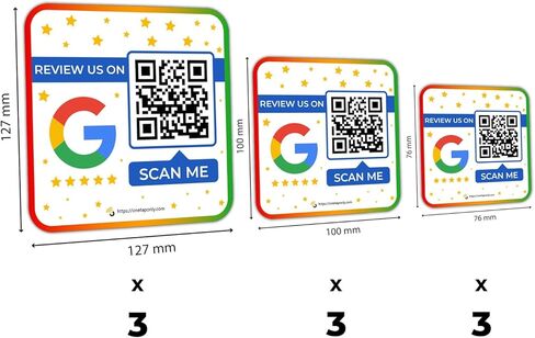 ملصقات مراجعة Google | 3 ملصقات حزمة | مراجعة رمز الاستجابة السريعة | مراجعة ملصق | مسح غير محدود (1 حزمة-3-مالي) in Kuwait