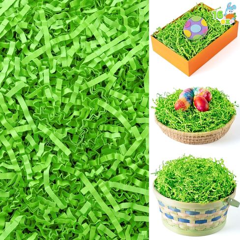 JOYIN 16oz Easter Grass, Pure Light Green Recyclable Paper Grass, Shred Raffia Crinkle Cut for Easter Egg Hunt, Party Bag Decor Favors, Gift Wrapping in Saudi Arabia