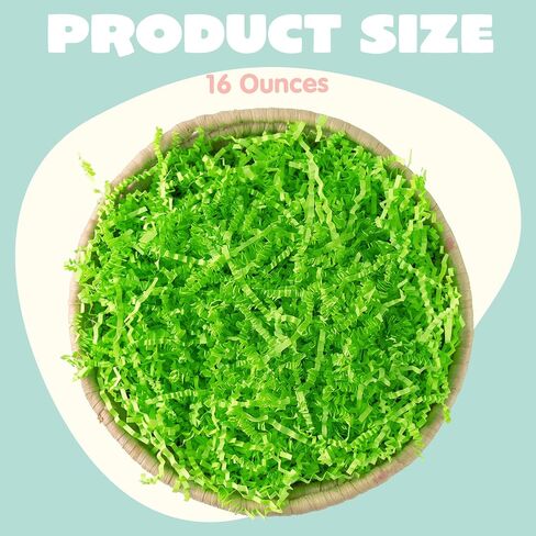 JOYIN 16oz Easter Grass, Pure Light Green Recyclable Paper Grass, Shred Raffia Crinkle Cut for Easter Egg Hunt, Party Bag Decor Favors, Gift Wrapping in Saudi Arabia