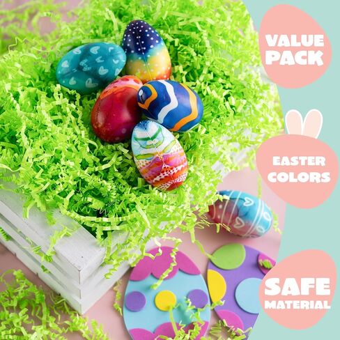 JOYIN 16oz Easter Grass, Pure Light Green Recyclable Paper Grass, Shred Raffia Crinkle Cut for Easter Egg Hunt, Party Bag Decor Favors, Gift Wrapping in Saudi Arabia