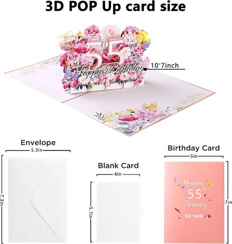Hblife Happy 75th Birthday Pop up up ، هدية بطاقة تهنئة عيد ميلاد ثلاثية الأبعاد مع ملاحظة فارغة ومظروف ، هدية تذكارية مثالية للنساء ، أمي ، أخت ، زوجة ، صديق in Kuwait