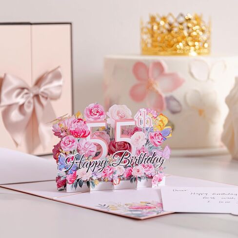 Hblife Happy 75th Birthday Pop up up ، هدية بطاقة تهنئة عيد ميلاد ثلاثية الأبعاد مع ملاحظة فارغة ومظروف ، هدية تذكارية مثالية للنساء ، أمي ، أخت ، زوجة ، صديق in Kuwait