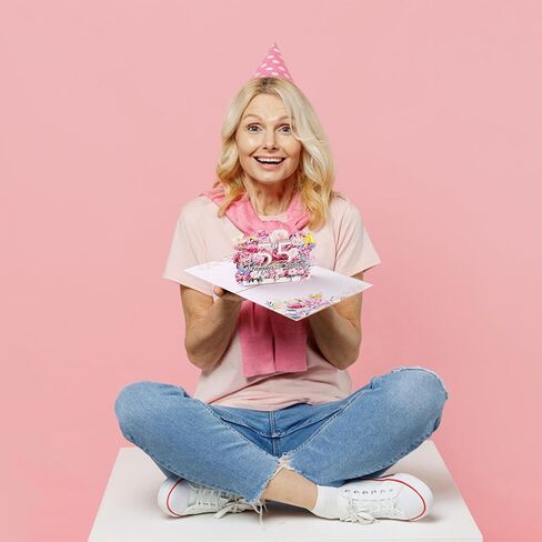 Hblife Happy 75th Birthday Pop up up ، هدية بطاقة تهنئة عيد ميلاد ثلاثية الأبعاد مع ملاحظة فارغة ومظروف ، هدية تذكارية مثالية للنساء ، أمي ، أخت ، زوجة ، صديق in Kuwait