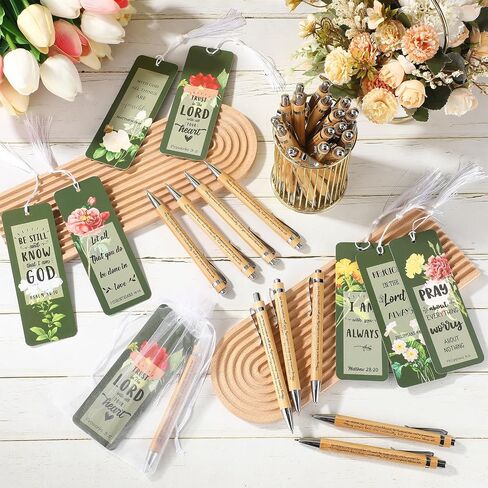 Spakon 35 Sets Mother's Day Church Gifts Bible Verse Bookmarks Inspirational Bamboo Pens Gift Bags Mom Christian Gifts Bulk Religious Mothers Day Party Favors in Saudi Arabia