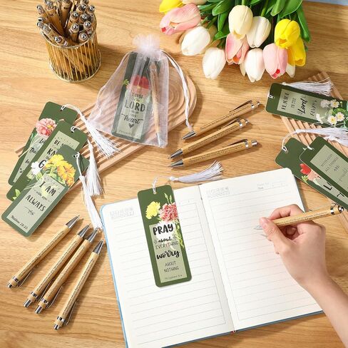 Spakon 35 Sets Mother's Day Church Gifts Bible Verse Bookmarks Inspirational Bamboo Pens Gift Bags Mom Christian Gifts Bulk Religious Mothers Day Party Favors in Saudi Arabia