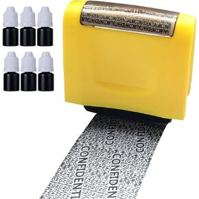 Wide Identity Theft Protection Roller Stamp Set - Identity Protection Roller Stamps for Data Privacy, ID Protection and Address Blocker,Yellow(6 Refill Ink Included)