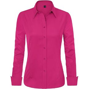 J.VER Womens Dress Shirts Long Sleeve Button Down Shirts Wrinkle-Free Solid Work Blouse