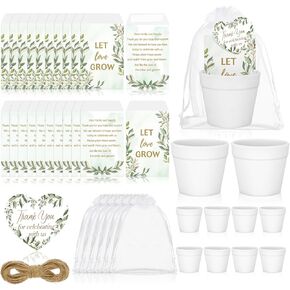 CTOSREE 50 SETS Let Love Grow Wedding Favors للضيوف تشمل حزم بذور بذور ذاتي اللصق الأبيض Flowerpot شكرًا لك على علامات Hemp Hopes و Lughsa Gift Facs for Bridal Shower Party