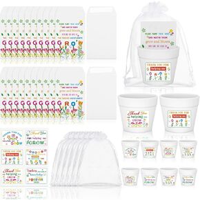 Ctosree 50 Sets Baby Shower Seed Packet Favors a Little Wildflower Is on the Way Party Favors Self Adhesive Paper Packet Flowerpot Thank You Tags Hemp Ropes and Organza Bags for Wildflower Baby Shower
