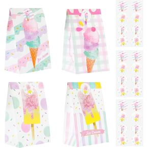 WERNNSAI Watercolor Dinosaur Goodie Bags - 24 PCS Dinosaur Party Supplies for Girls Kids Baby Shower Birthday Gift Bags Dino Theme Party Favors Candy Treat Bags with Stickers