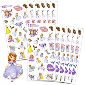Sofia The First Party Favors for Boys & Girls Bundle ~ 12 Pack Sofia The First Sticker Sheets for Kids Birthday Party Goodie Bags | Sofia The First Party Supplies