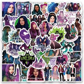 100 Pcs Descendants Stickers Classic Comedy Movie Fashion Aesthetic Vinyl Waterproof Stickers for Adults for Birthday Party Decoration Favors for Water Bottles Laptop Suitcase