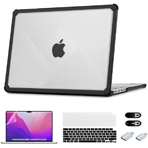 for MacBook Pro 14 inch Case 2021-2024 Released M4 M3 M2 Pro/Max Chip A3112 A3185 A3401 A2918 A2992 A2779 A2442 Shockproof Soft TPU Cover with Keyboard Film and Screen Film,Transparent