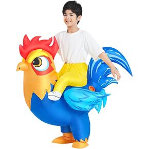 Inflatable Chicken Costume Kids Riding Rooster Ride-on Blow Up Halloween Costume