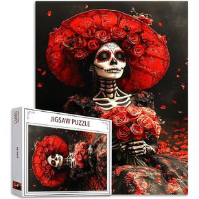 Tucocoo Human Humeton Jigsaw Buzzles للبالغين 1000 قطعة ، زهور جمجمة غريب الأطوار Boho Art Puzzle ألغاز Clotfull Craft Fashles لهدايا الديكور المنزلي ، لغز الأسرة مثالي لليالي اللعبة