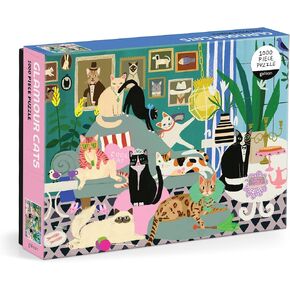 Galison Glamour Cats – 1000 Piece Jigsaw Puzzle Featuring Beautiful Artwork of Fancy Cats in Repose