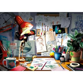 Ravensburger Disney Pixar Jigsaw Puzzle - The Artist's Desk | 1000 Unique Pieces | Anti-Glare Surface | Ideal for Adults | Model Number: 19432