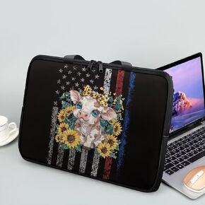 Laptop Bag for Women Men Casual Carrying Bag Durable and Waterproof Briefcase Computer Case with Zipper and Handle Business Office Work Bag, Forest Camo American Flag Deer Print, 17 inch