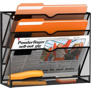 SUPEASY 20-Tier Wall File Organizer Mesh Office Mail Holder, Hanging Wall Organizer Magazine Rack for Office Assembly Needed, Black