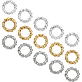 15Pcs 24K Gold Jumps Rings 6mm Silver Brass Twisted Jump Rings Closed Jump Rings Chainmail Rings Jewelry O Rings Connector Round Rings for Jewelry Making Inner Diameter: 3.5mm