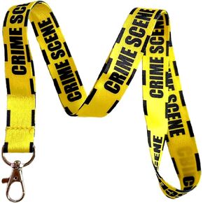 Caution Tape Lanyard Keychain ID Badge Holder (Crime Scene)