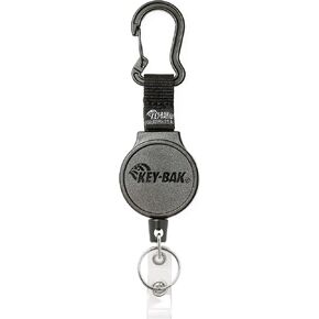 KEY-BAK MID6-Duo Heavy Duty Badge Reel and Keychain That Holds 10 Keys, Carabiner, Black, Medium (0006-0824)