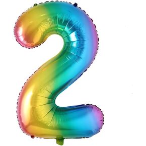 40 بوصة كبيرة قوس قوس قزح احباط عيد ميلاد البالون رقم الهليوم البالونات عيد ميلاد سعيد ديكورات حفلة الأطفال شخصيات الهواء الزفاف (40 بوصة اللون 6)