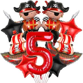 Pirate Ship Balloons Party Decorations, 9Pcs Pirate Balloons Birthday Party Supplies Pirate Balloons Party Decorations for Pirate Theme 5th Birthday Party Supplies