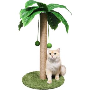 Zoozoo Cat Scratfer Post ، شجرة نخيل Cat Coconut للقطط الداخلية مع قطب خدش سيزال طبيعي معلق الحبال والكرات ، خدش Cat الطويل الطويل للقطط والقطط
