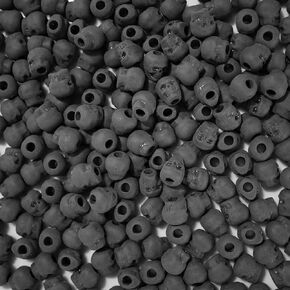 Skull Beads Charcoal Black Matte Frosted Pony Beads Made in USA
