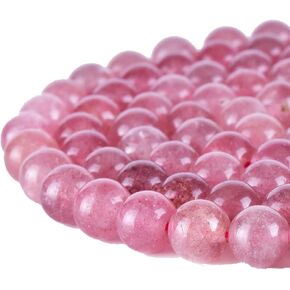 Natural Peach Rose Pink Jade Stone Beads for Jewelry Making Round Loose Spacer Beads 8mm Healing Power Crystal Gemstones 15" a Strand Gems Stone Loose Beads for Bracelets Necklace