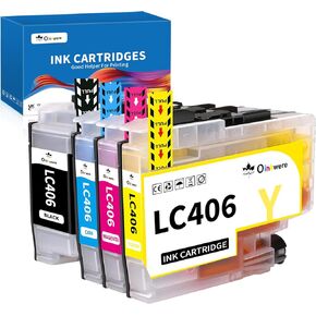 LC406 Ink Cartridges Compatible for Brother Printer LC406XL LC406 Compatible with Brother MFC-J4535DW MFC-J4345DW MFC-J4335DW MFC-J5855DW MFC-J6555DW MFC-J5955DW MFC-J6955DW Printer (4-Packs)