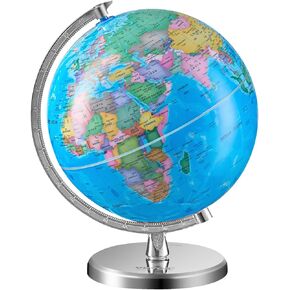 Vevor Rotating World Globe مع حامل ، 8 in/203.2 مم ، Globe التعليمية الجغرافية مع مواد ABS زمنية دقيقة ، 360 درجة غزل العالم للأطفال تعلم الجغرافيا الفصول الدراسية التعليم
