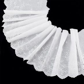 5.26m Cotton Eyelet Lace Trim 20cm Wide White Embroidery Fabric Trim for Sewing Dresses Clothes Bag Home Decoration DIY Crafts Accessories