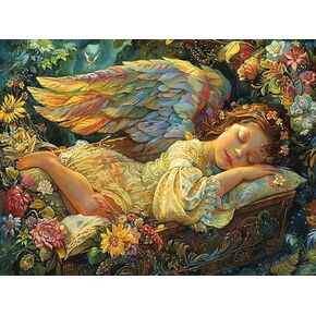 EATUKYIC Sleeping Angel in Basket 5D Diamond Art Painting for Adults Full Drill Round Diamond Paint by Number Kits for Beginners Gems Cross Stitch for Wall Decor 12x16inch