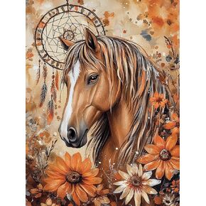 VAIIEYO 5D DIY Diamond Art Kits for Adults Horse, Diamond Painting Animal, Paint by Numbers Full Drill Round Rhinestone Craft Canvas for Home Wall Decor Gift 12x16 inch-47