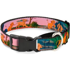 Buckle-Down Martingale Dog Collar - Lion King Simba & Nala Growing Up Scenes - 1" Wide - Fits 11-17" Neck Size - Medium