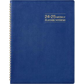 2024-2025 Planner - Weekly & Monthly Planner 2024-2025, JUL 2024 - JUN 2025, 11.38'' x 8.74'', Newly Weekly Page with 60 Minutes Intervals, Back Pocket, Monthly Tabs, Green Ink Inner Pages, blue