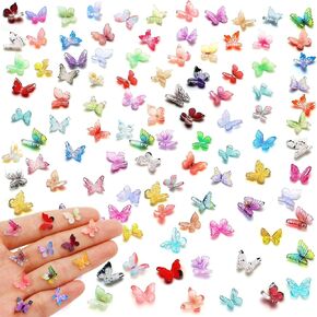 60PCS Mini Resin Butterflies, Mixed Styles, Multicolored, 1:12 Scale, Butterfly Ornament for Dollhouse Decoration or DIY Craft