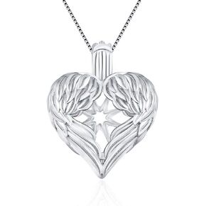 Angel Wings Big Edison Cage Pendants for Pearl Jewelry Making Sterling Silver, Design Cage Pendants for Women