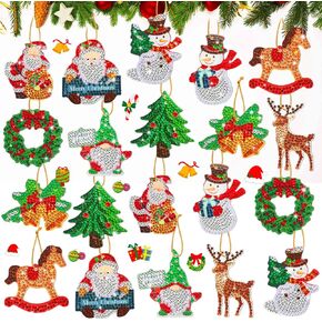 Jetec 20 Pcs Christmas DIY Diamond Key Chain Ornaments Diamond Painting Keychain for Christmas Party Decoration (Cute Style)