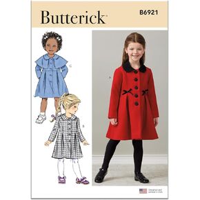 Butterick Children's Coat Sewing Pattern Kit, Design Code B6921, Sizes 2-3-4-5