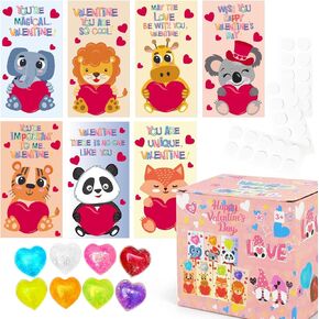 28PACK Valentine's Day Greeting Cards With Heart Shape Stress Ball Stretchy, Kids Valentine Exchange Cards for Girls Boys School Class Exchange Gifts, Classroom Prizes, Valentine Party Favors
