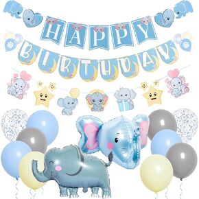 Pirese Elephant Birthday Decorations, Elephant Party Decorations Birthday, Elephant Birthday Banner | First Birthday Elephant | Baby Elephant Balloons | Elephant Birthday Party Decorations