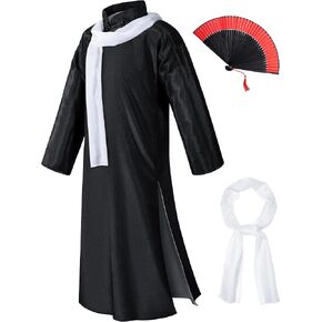Boys Girls Kids Dragon Tang Coat Chinese Traditional Clothing Master Martial Arts Fan Scarf Set Outfit