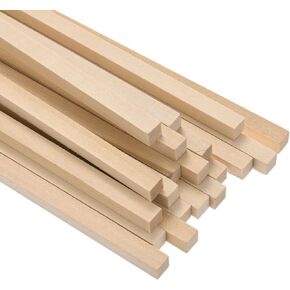 20-Pack Wood Square Dowel Rods, 5/16 x 12 Inch Unfinished Wooden Square Dowel Rod, Hardwood Square Dowel Sticks for Crafts/DIY Projects/Models Making [Wood Color]