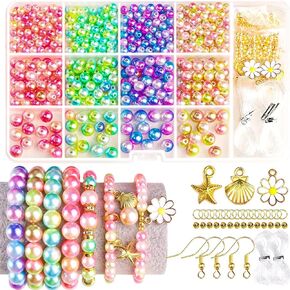 Clay Beads Bracelet Making Kit, Friendship Bracelet Kit with Class Beads, Kandi Beads, Letter Beads and Charms for Jewelry Making DIY Craft