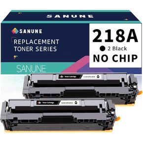 218A Black Toner Cartridge (No Chip) Replacement for HP 218A 218X W2180A W2180X Black Ink Cartridges for HP Color Laser Jet Pro 3201dw MFP 3301cdw 3301fdw 3301sdw Printer Ink (2-Pack)