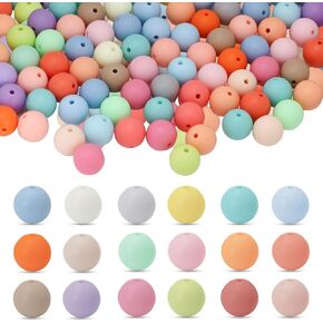 100 PCS 14 مم حبات الأكريليك غير اللامعة مع ثقوب ، حبات مركبة ملونة من الحلوى ، حبات الدائرة المتجمد للأساور التي تصنع سلسلة مفاتيح الحبل المجوهرات DIY