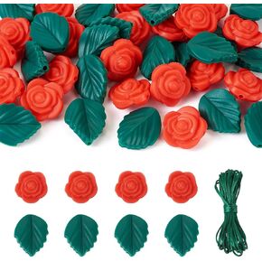 32Pcs Spring Silicone Beads Bulk Tulip Butterfly Leaf Silicone Focal Beads Colorful Soft Rubber Spacer Beads for Bracelet Lanyards Accessory Jewelry Making Supplies